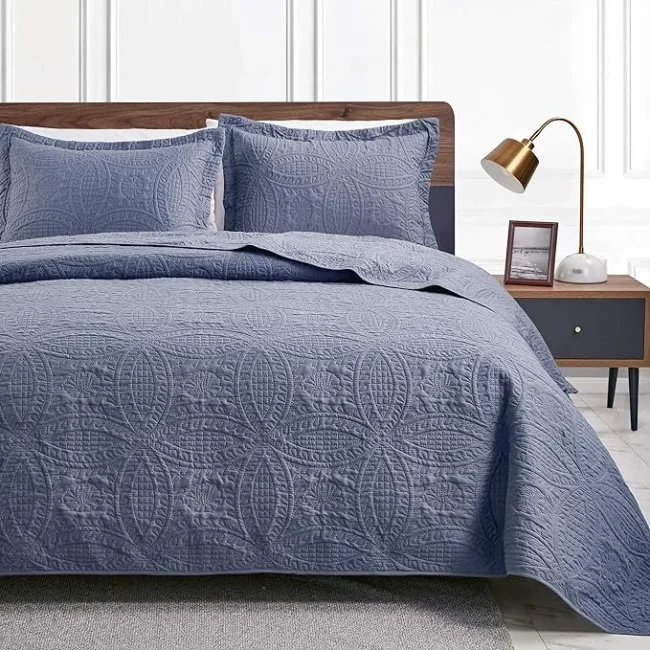 Love’s cabin Quilts for Queen Bed Blue Bedspreads – Soft Bed Summer Quilt Lightweight